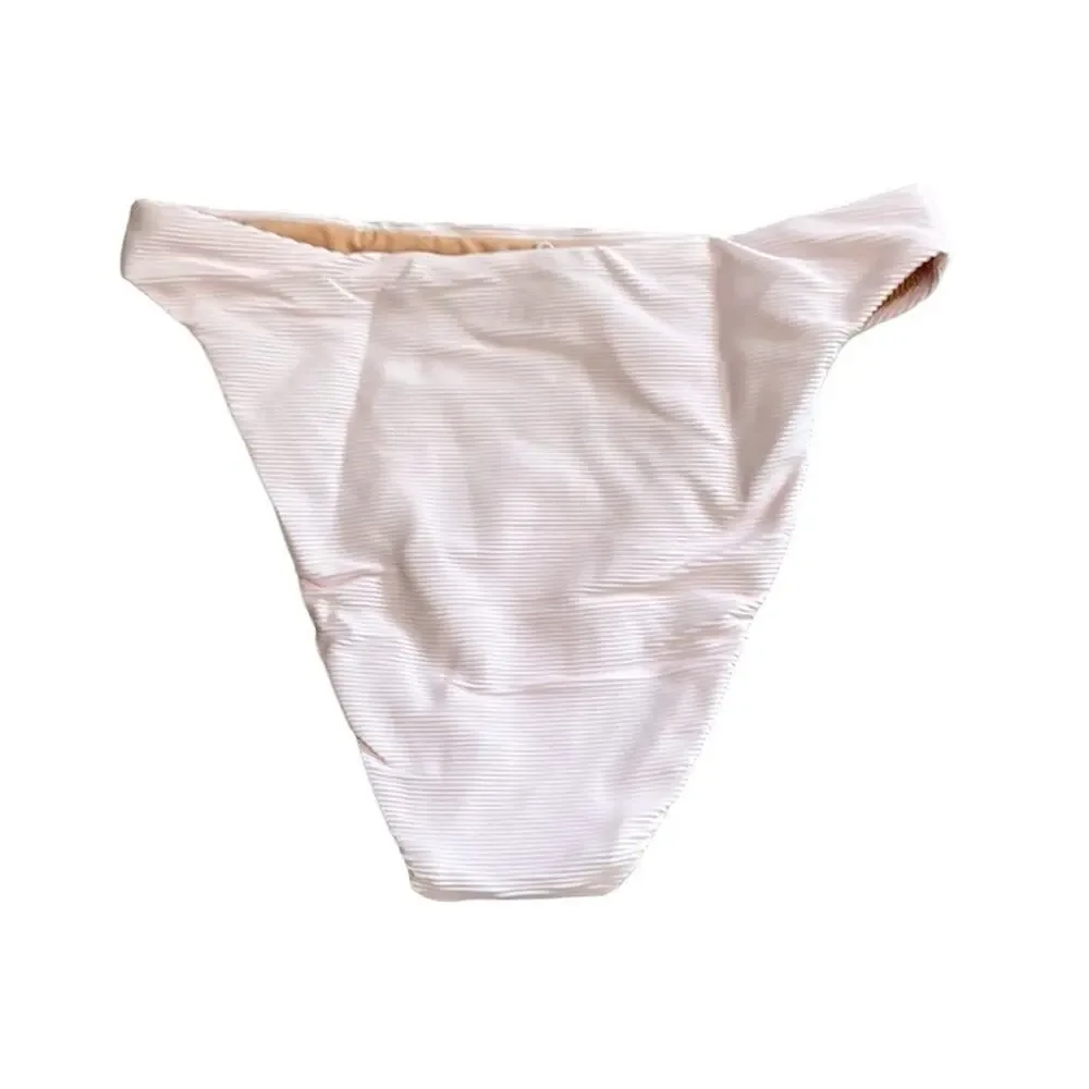 J.Crew Blush Pink Ribbed Curved Waist Bikini Bottom, Women’s, Size S
